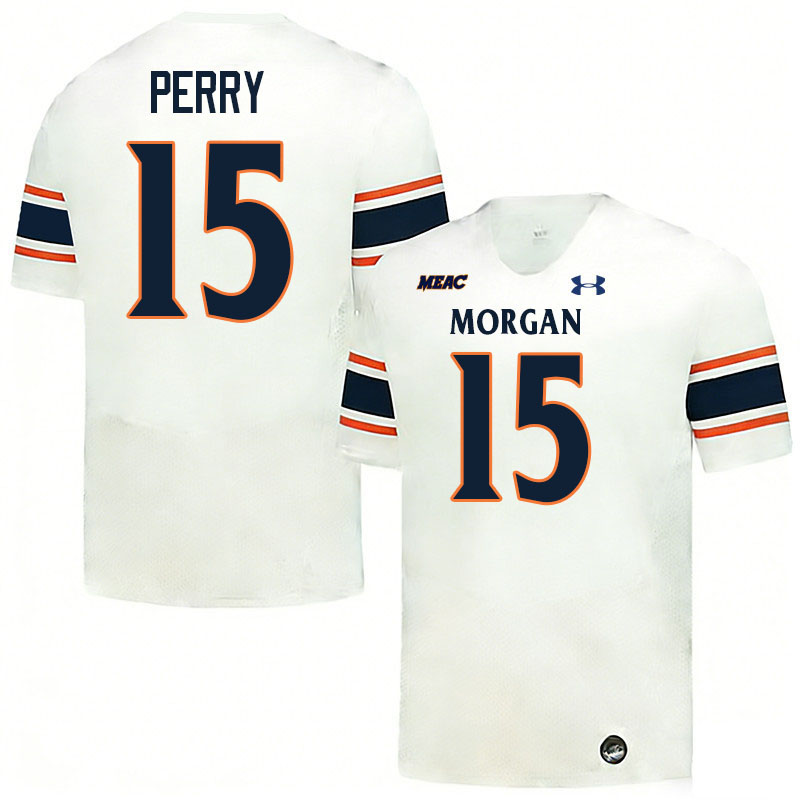 Morgan State Bears #15 Justin Perry College Football Jerseys,Uniforms Stitched-White